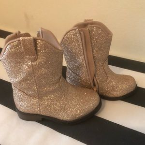Rose gold Glitter Baby (toddler) Cowgirl boots